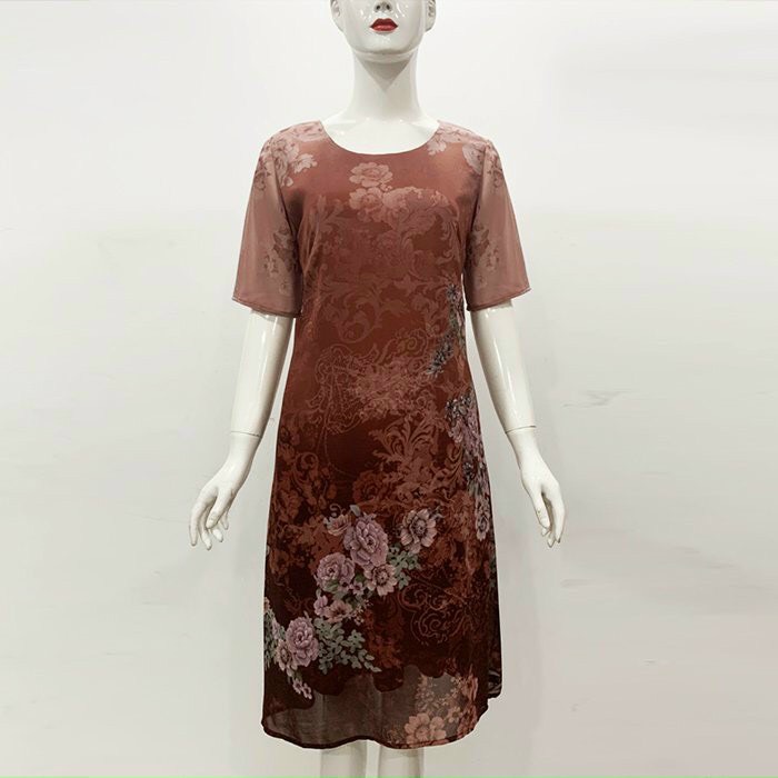 Đầm Suông Cổ Tròn In Hoa Nhỏ - HN926